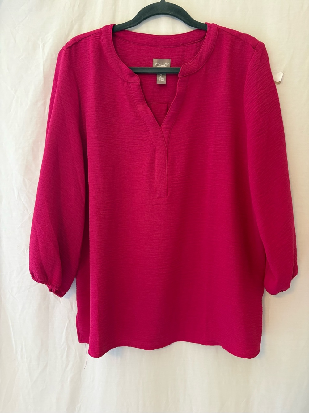 Chico's Vivid Fuchsia Split-Neck Tunic